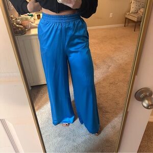 Show Me Your MuMu Electric Blue Wide-Leg Satin Pants